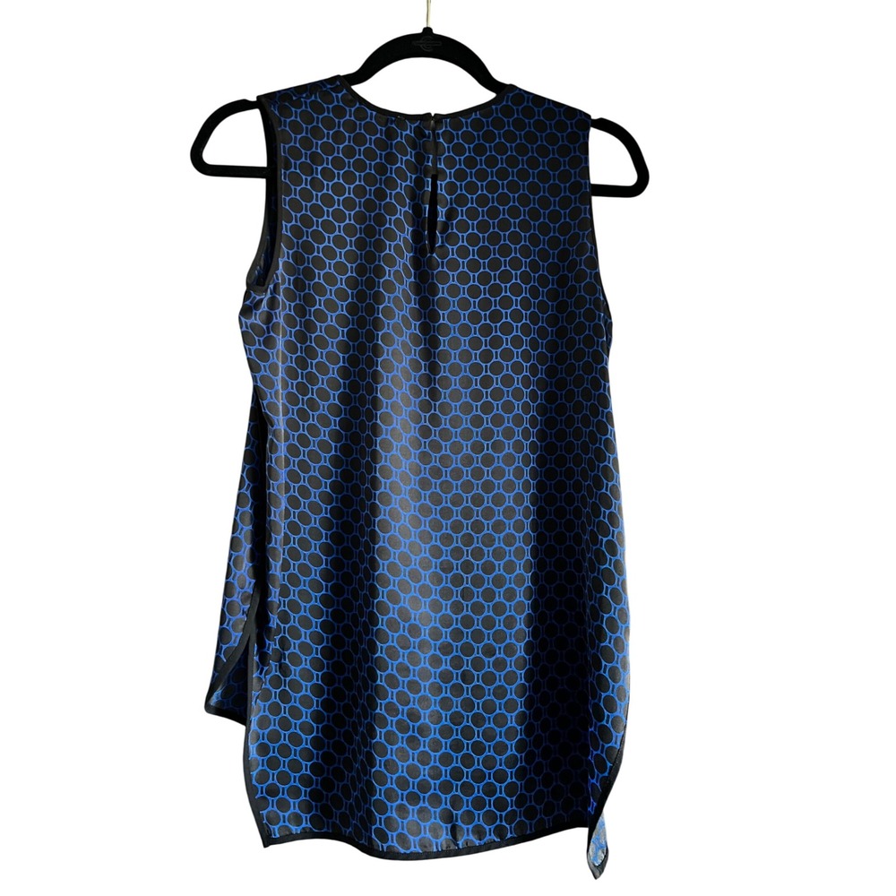 Vince Camuto XS Sleeveless Blue & Black Geometric Print Blouse Tank Top - Picture 3 of 5